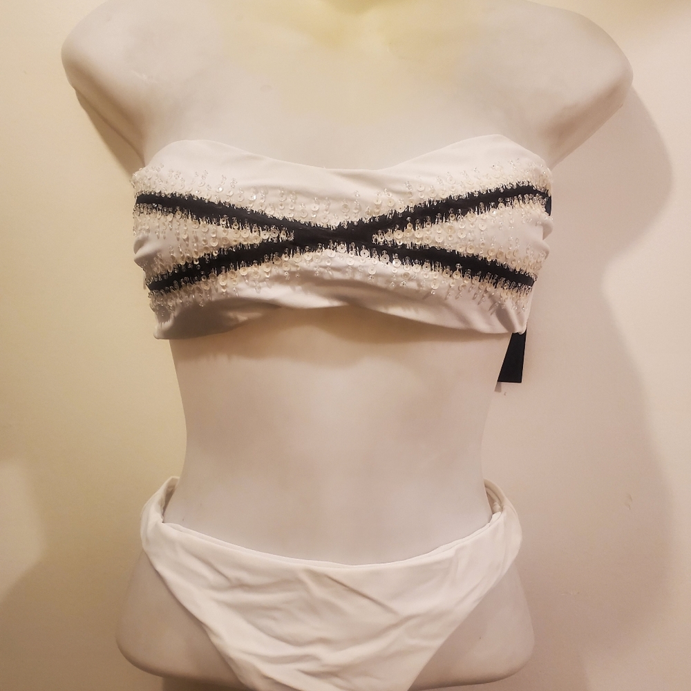 Beach Joy 2-Piece Bathing Suit White sz Medium NWT